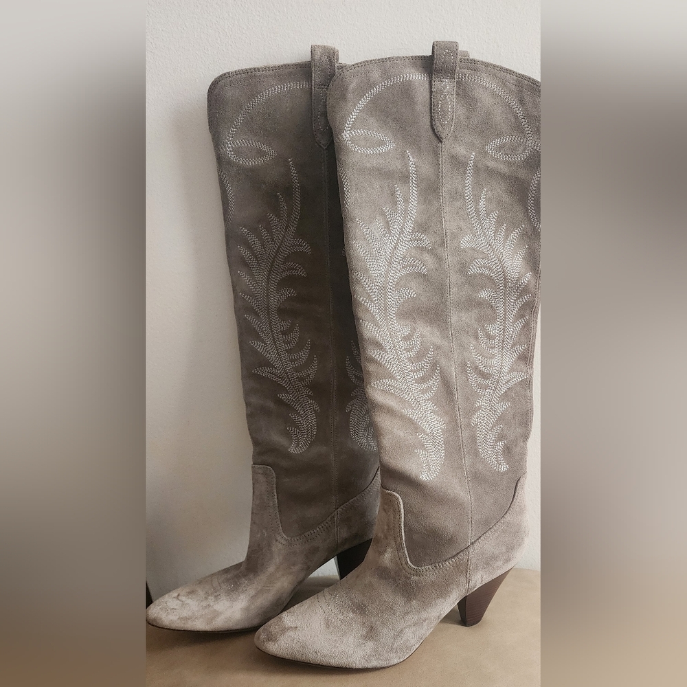 Veronica beard Grey Suede Western Boot Size 6.5 New
